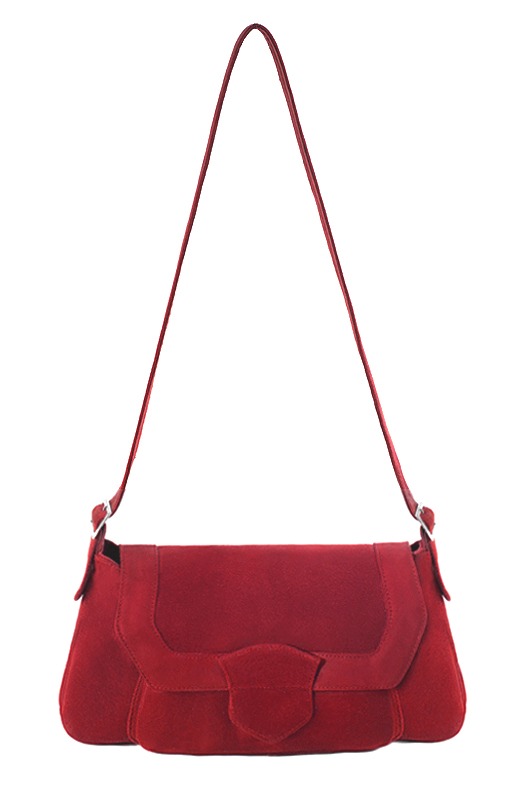 Cardinal red women's dress handbag, matching pumps and belts. Top view - Florence KOOIJMAN